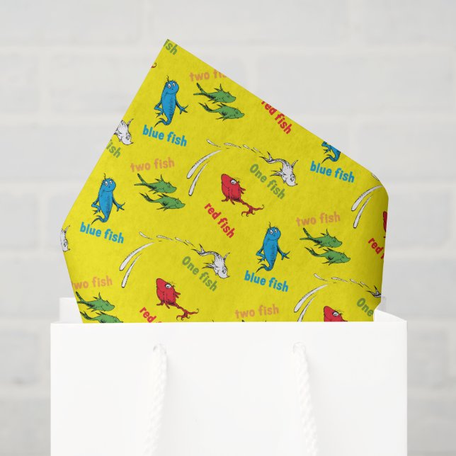 Papel De Seda Um Peixe Dois Peixes Padrão Amarelo (Sacola de presentes)