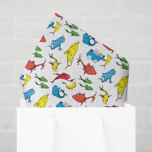 Papel De Seda Um Peixe Dois Peixes - Primeiro Aniversário (Sacola de presentes)