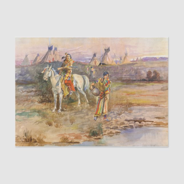 Papel De Seda Um Piegan Flirtation de Charles Marion Russell (Frente )