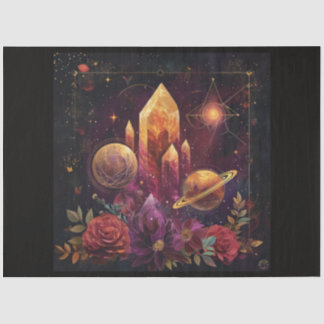 Papel De Seda Um Planeta Cósmico e Série de Cristais Design 5
