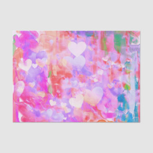 Papel De Seda Um Plethora de Pastéis e Corações de Aquarelas