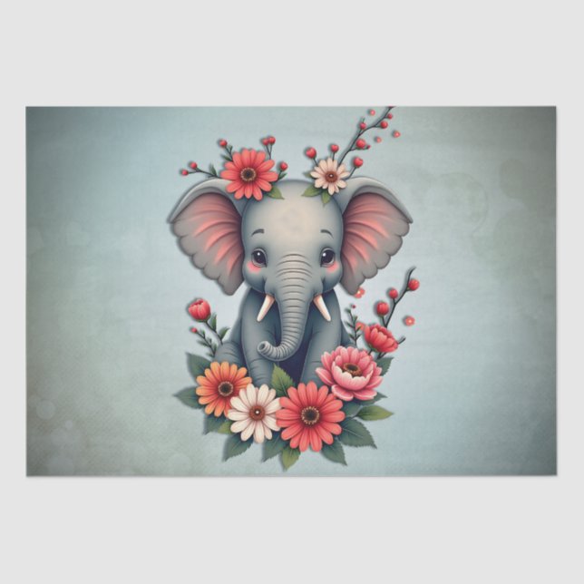 Papel De Seda Um toque do verão: O bebê elefante (Frente )