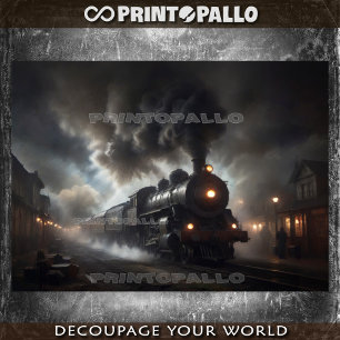 Papel De Seda Um velho trem a vapor do século XIX à noite -