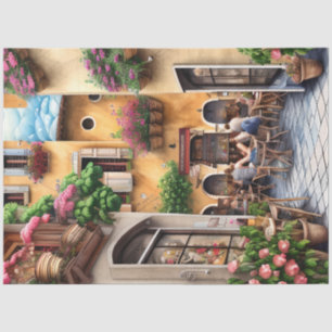 Papel De Seda Uma Cena de Rua Italiana Série de Desenho Efêmero