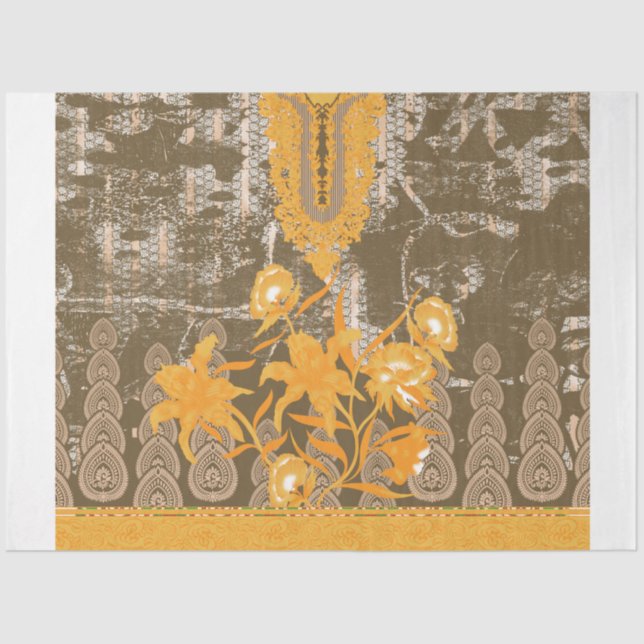 Papel De Seda uma design de pintura com flores amarelas sobre el (Frente )