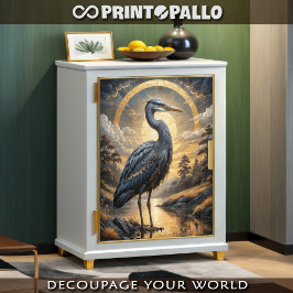 Papel De Seda Uma erva azul num lago de fantasia dourada