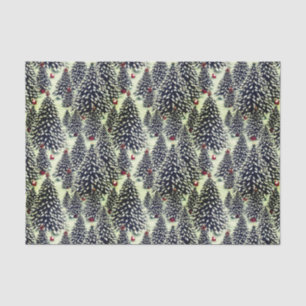 Papel De Seda Uma Floresta de Neve Cobrada por Árvores de Natal