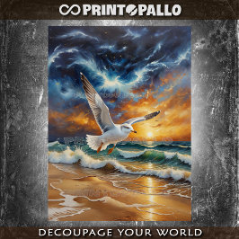 Papel De Seda Uma gaivota voando sobre o oceano tempestuoso