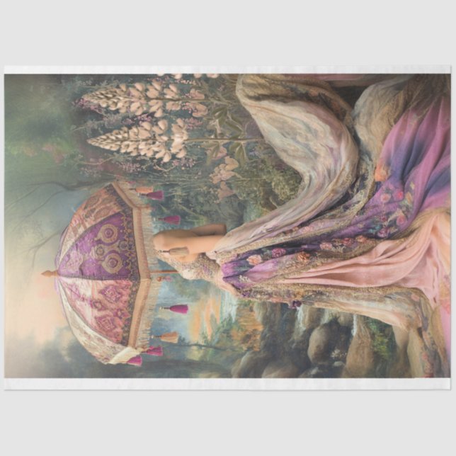 Papel De Seda Uma Gala de Jardim, Mulher com Parasol (Frente )