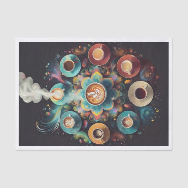 Papel De Seda Uma Lotta Latte, Café Colorido Mandala (Frente )