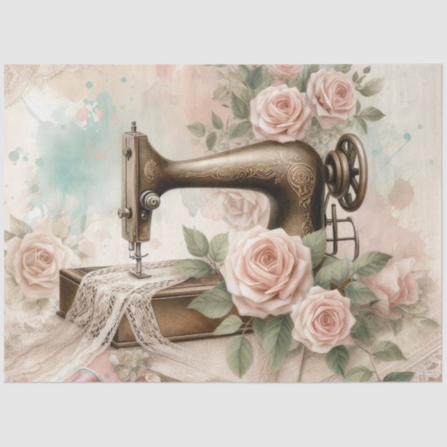 Papel De Seda Uma máquina de costura floral Design nº 4 (Frente )
