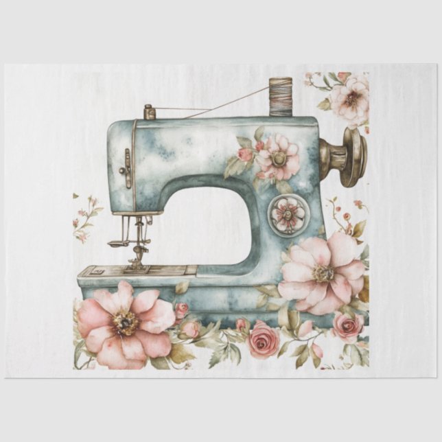 Papel De Seda Uma Máquina de Costura Floral Série Design #12 (Frente )