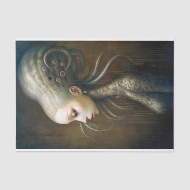 Papel De Seda Uma mulher adorável com cabelo tentáculo (Frente )