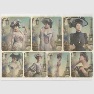 Papel De Seda Uma Mulher Parisiense Shabby Chic Série Design 1 T