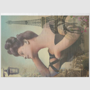 Papel De Seda Uma Mulher Parisiense Shabby Chic Série Design 6 T