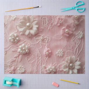 Papel De Seda Uma Pérola Rosa e Série de Renda Desenho #1