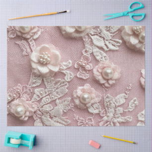Papel De Seda Uma Pérola Rosa e Série de Renda Desenho #10