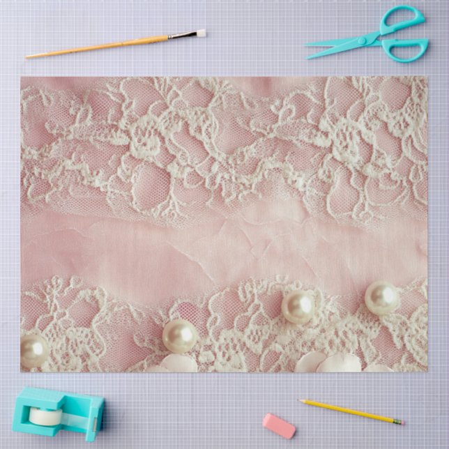 Papel De Seda Uma Pérola Rosa e Série de Renda Desenho #9 (Arte )