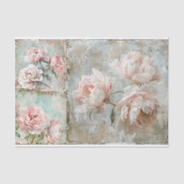 Papel De Seda Uma pintura de Rosas grandes e duas menores, grand (Frente )