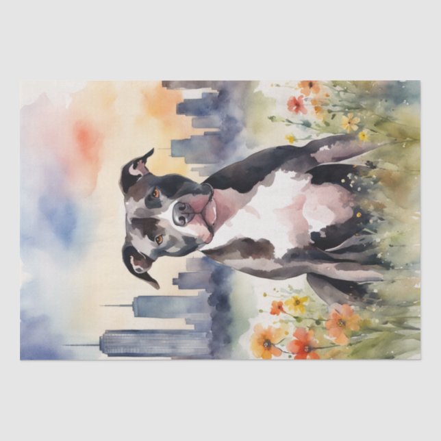 Papel De Seda Uma Pitbull em uma Nuvem de Prados (Frente )