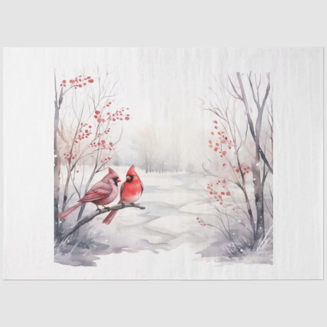 Papel De Seda Uma Série Cardinal de Inverno Design 2 (Frente )