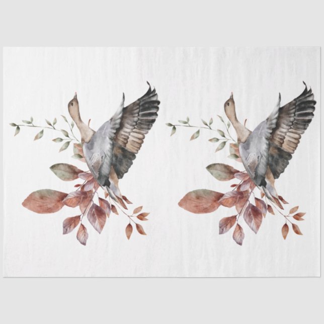 Papel De Seda Uma Série de Animais e Florais de Outono Design 34 (Frente )