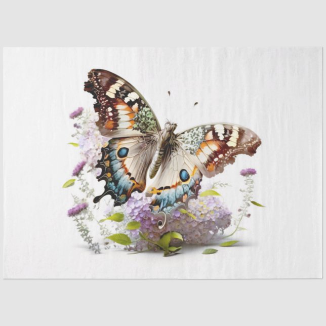 Papel De Seda Uma Série de Borboletas Florais Design 2 (Frente )