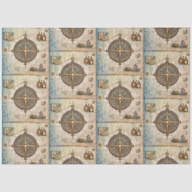Papel De Seda Uma Série de Bússola Náutica Design 13 (Frente )