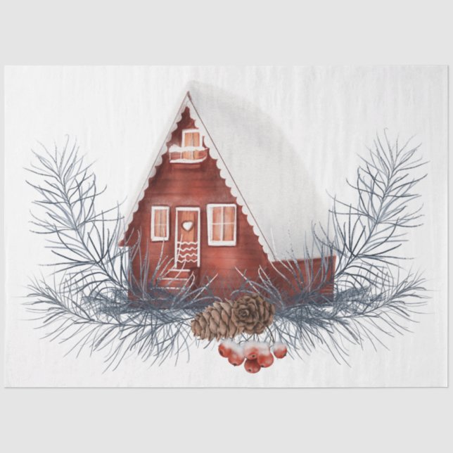 Papel De Seda Uma Série de Desenhos de Pássaros de Natal 8 (Frente )