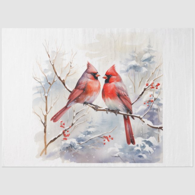 Papel De Seda Uma Série de Design Cardinal de Inverno 4 (Frente )