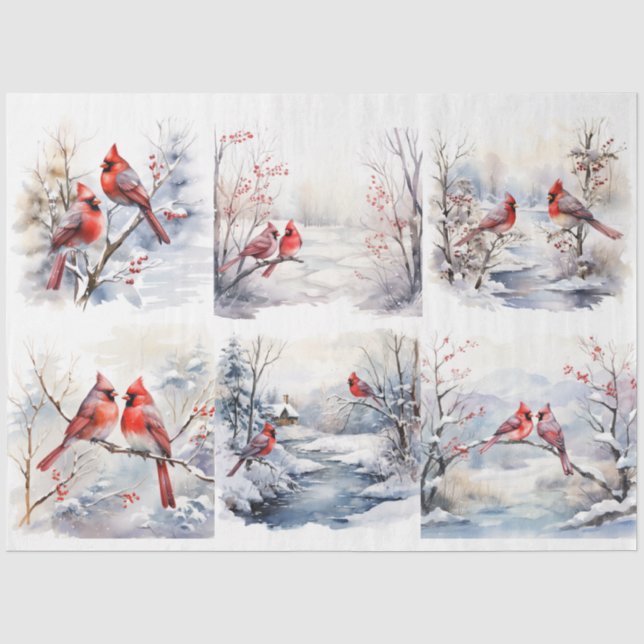 Papel De Seda Uma Série de Design de Cardinal de Inverno 7 (Frente )