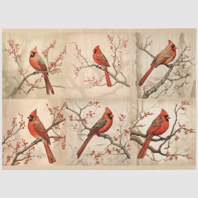 Papel De Seda Uma Série de Design de Cardinal Vermelho 2 (Frente )