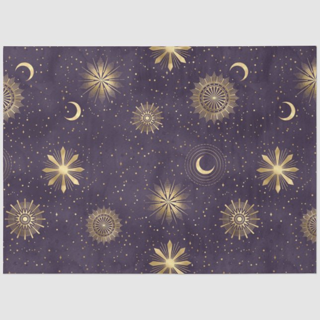 Papel De Seda Uma Série de Design de Noite Estrelada Roxa 14 (Frente )