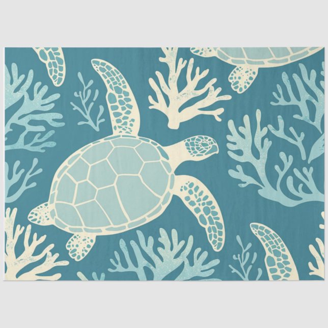 Papel De Seda Uma Série de Design de Tartaruga Marinha7 (Frente )