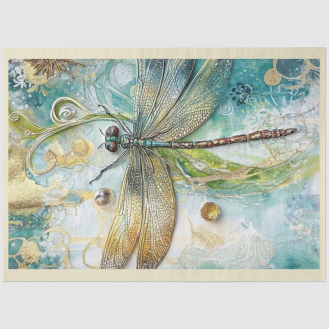 Papel De Seda Uma Série de Dragonflies Artísticos Design #13 (Frente )