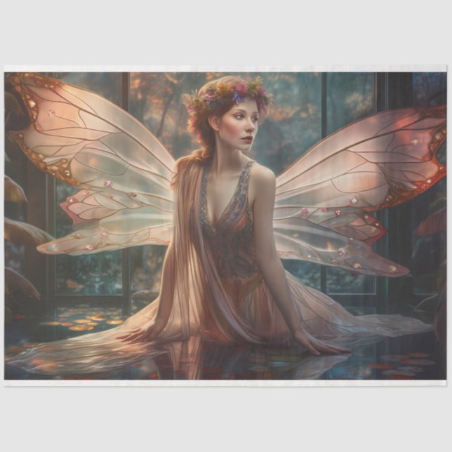 Papel De Seda Uma série de fadas místicas Design 6 (Frente )