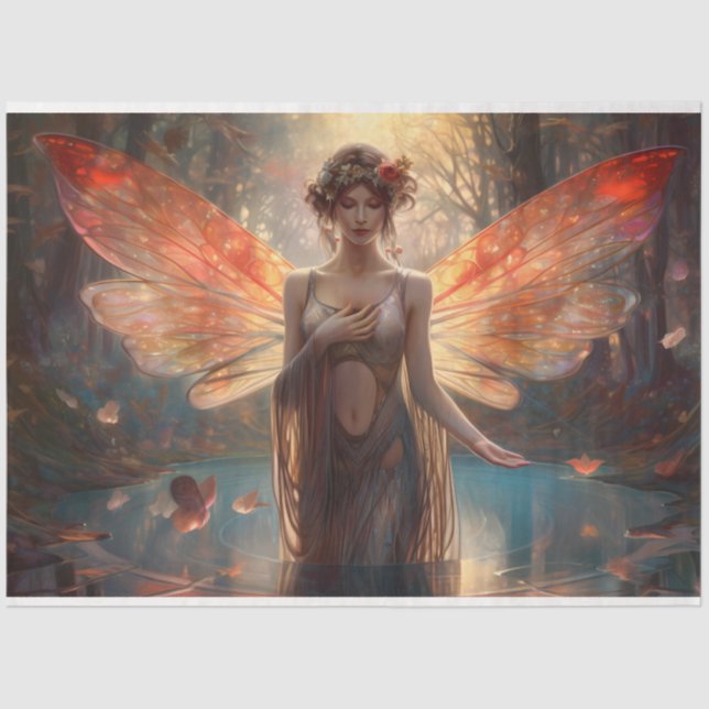 Papel De Seda Uma série de fadas místicas Design 8 (Frente )