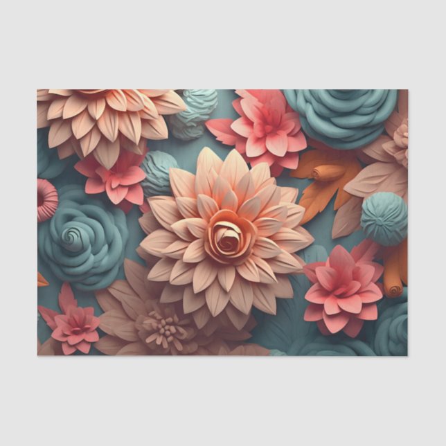 Papel De Seda Uma Série de Flores 3D Design 5 (Frente )