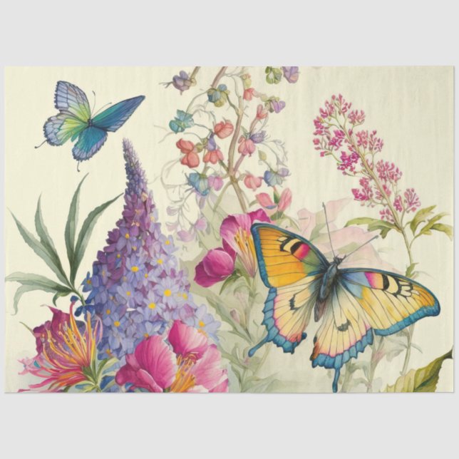 Papel De Seda Uma Série de Jardim de Borboletas Design 14 (Frente )