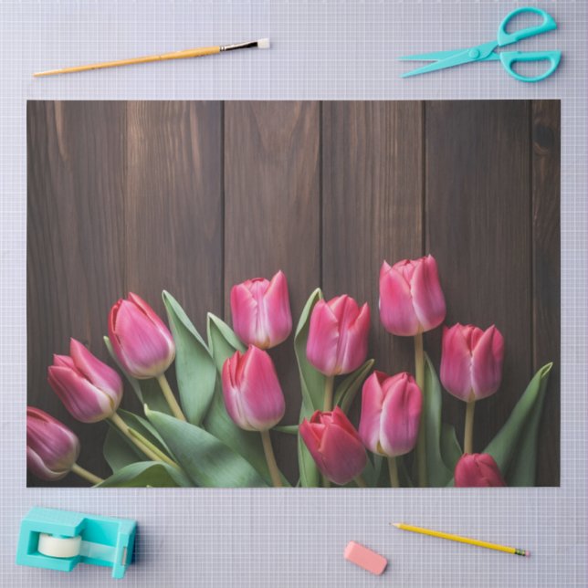Papel De Seda Uma Série de Madeira e Tulipa Design #2 (Arte )