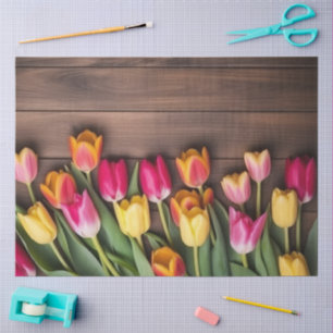 Papel De Seda Uma Série de Madeira e Tulipa Design #5