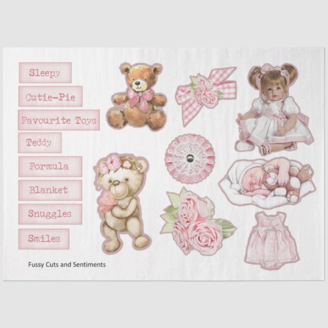 Papel De Seda Uma Série de Menina Bebê Design 7 (Frente )