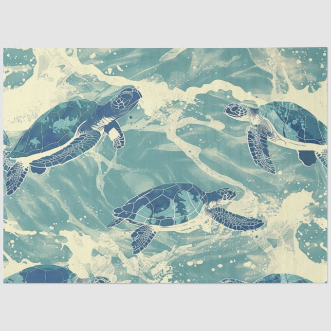 Papel De Seda Uma Série de Tartaruga Marinha Design 1 (Frente )