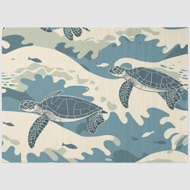 Papel De Seda Uma Série de Tartaruga Marinha Design 3 (Frente )