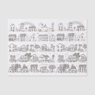 Papel De Seda Uma viagem através da vila do doodle - lenço de