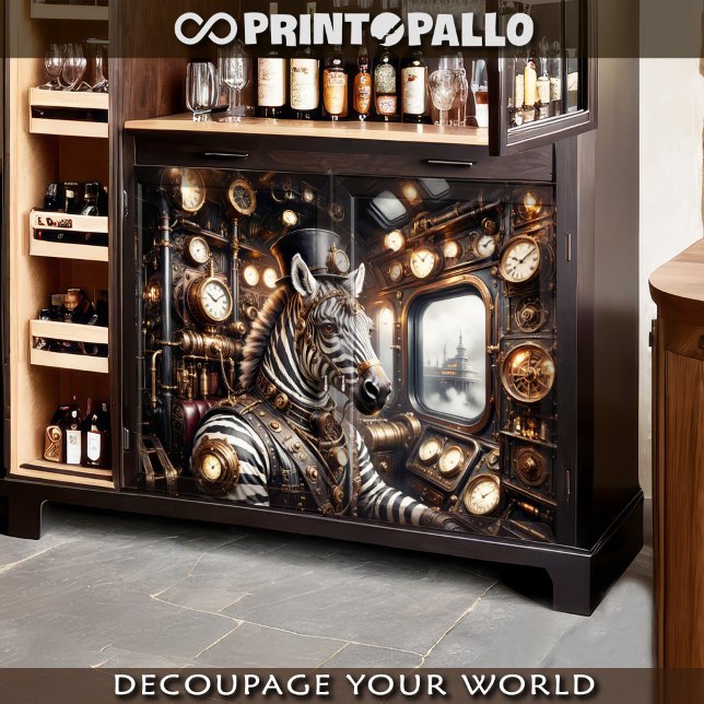 Papel De Seda Uma zebra dirigindo trem vitoriano na era steampun (Criador carregado)