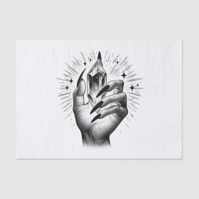 Papel De Seda Unhas Pretas Longas & Energia de Cristal Magia Vin (Frente )