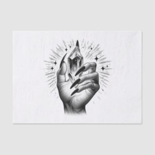 Papel De Seda Unhas Pretas Longas & Magia de Energia de Cristal