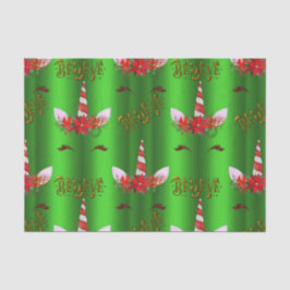 Papel De Seda Unicorn Natal Acredita Verde