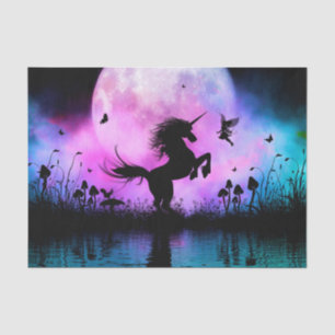 Papel De Seda Unicórnio com pequena fada